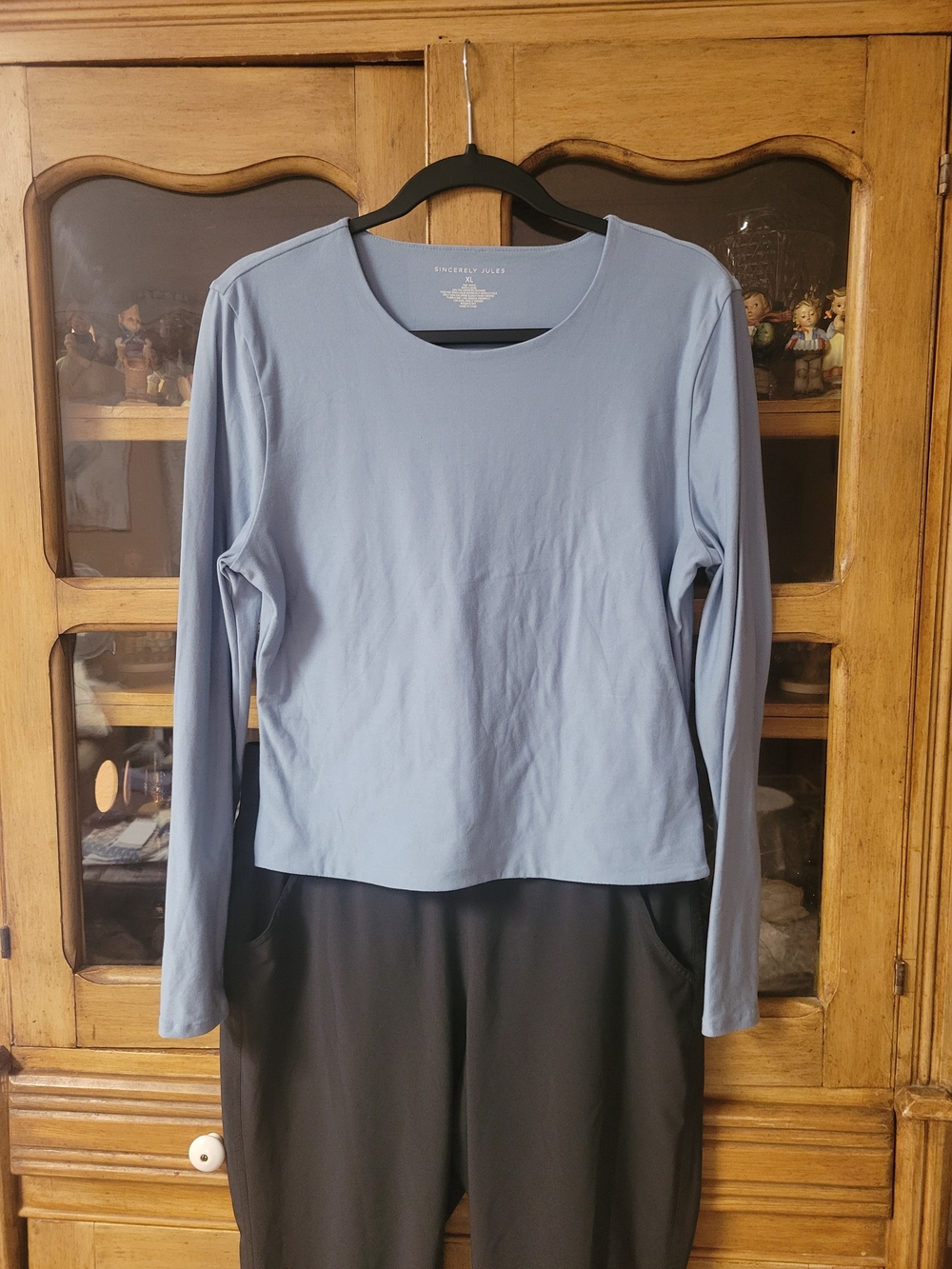 Sincerely Jules 2-Pack Long Sleeve Crew Neck Tops XL Blue Gray Stretch Basics